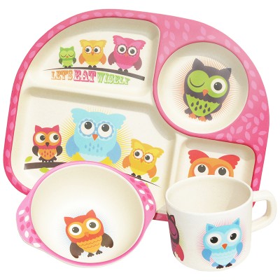 Ecoffee Cup -  Bimbamboo 3 Piece Dining Set - Owls