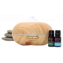 Organico by Oco Life Zen Light Wood Grain Ultrasonic Diffuser With Reawaken 10ml & Breathe 10ml