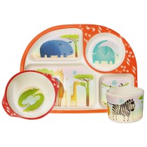 Ecoffee Cup - Bimbamboo 3 Piece Dining Set - Wild Animals