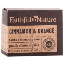 Faithful to Nature Bamboo Charcoal Soap - Cinnamon & Orange