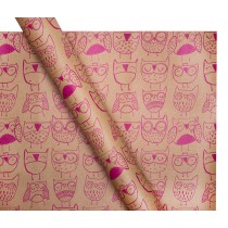 Eco Wrapping Paper - Owls Pink